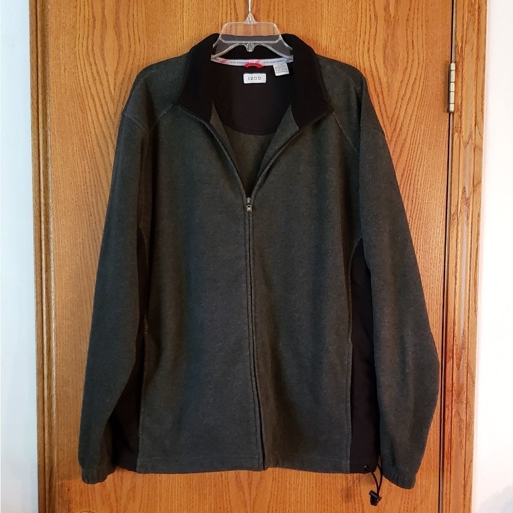 Mens Dark Gray Izod Fleece Coat Jacket Sz XL
